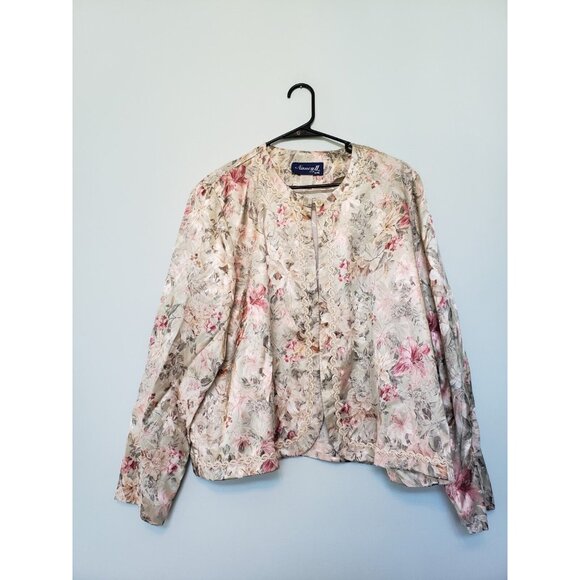 Nancy II Jackets & Blazers - Vtg Nancy II Womens 18 Jacket Floral Multicolor Long Sleeve Single Button USA